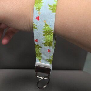 Crafty & Posh Christmas Tree Print Handmade Key Wristlet